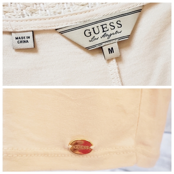 Guess Chain Cold Shoulder Cream Half Sleeve Top M - Picture 8 of 8